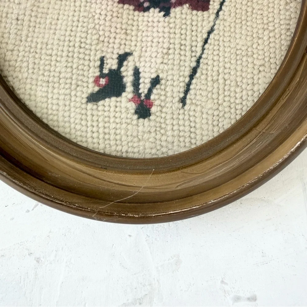 Vintage Victorian Needleworks Wall Decor Cross Stitch Embroidery Set of 2
